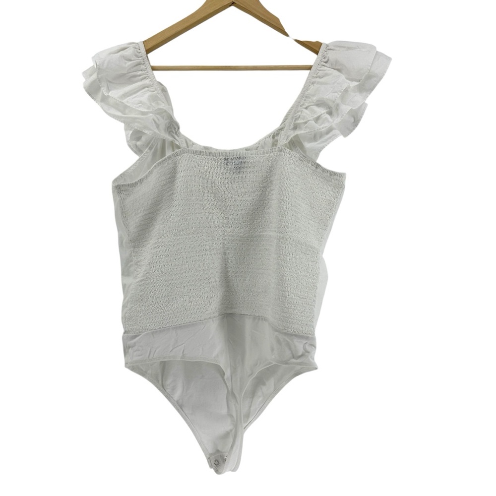 Express White Ruffle Collar Off Shoulder Bodysuit - Picture 2 of 6